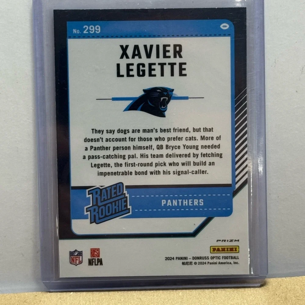 2024 Xavier Legette Rated Rookie Blue Wave Panini Donruss Optic Prizm. Mint - Picture 2 of 2